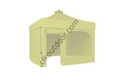 CLK 3x3 Metre Kısa Bagaj Boy 115 cm Katlanabilir Gazebo Çadır 4 Yan Kapalı 1 Pencere 1 Kapı Krem