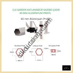 CLK 1,5 mt 40mm Alüminyum Katlanabilir Tente Gazebo Çadır 3 Kenar Kapalı 2 Camlı