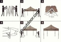 CLK 3x3 Metre Kısa Bagaj Boy 115 cm Katlanabilir Gazebo Çadır 3 Yan Yarım 1 Tam Perdeli Stand Çadırı Bordo