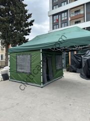 CLK 3x6 Verendalı 40 mm Profil Portatif Katlanır Gazebo Kamp Çadır Yeşil Siyah