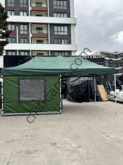 CLK 3x6 Verendalı 40 mm Profil Portatif Katlanır Gazebo Kamp Çadır Yeşil Siyah