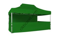 CLK 3x4,5 52mm Kalın Alüminyum Katlanabilir Tente Gazebo Çadır 4 Kenar Kapalı 3 Yarım Duvarlı Benetton Yeşil