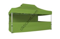 CLK 3x4,5 52mm Kalın Alüminyum Katlanabilir Tente Gazebo Çadır 4 Kenar Kapalı 3 Yarım Duvarlı Haki Askeri Yeşil