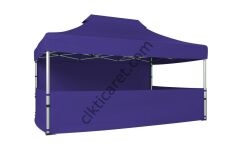 CLK 3x4,5 52mm Kalın Alüminyum Katlanabilir Tente Gazebo Çadır 4 Kenar Kapalı 3 Yarım Duvarlı Lacivert