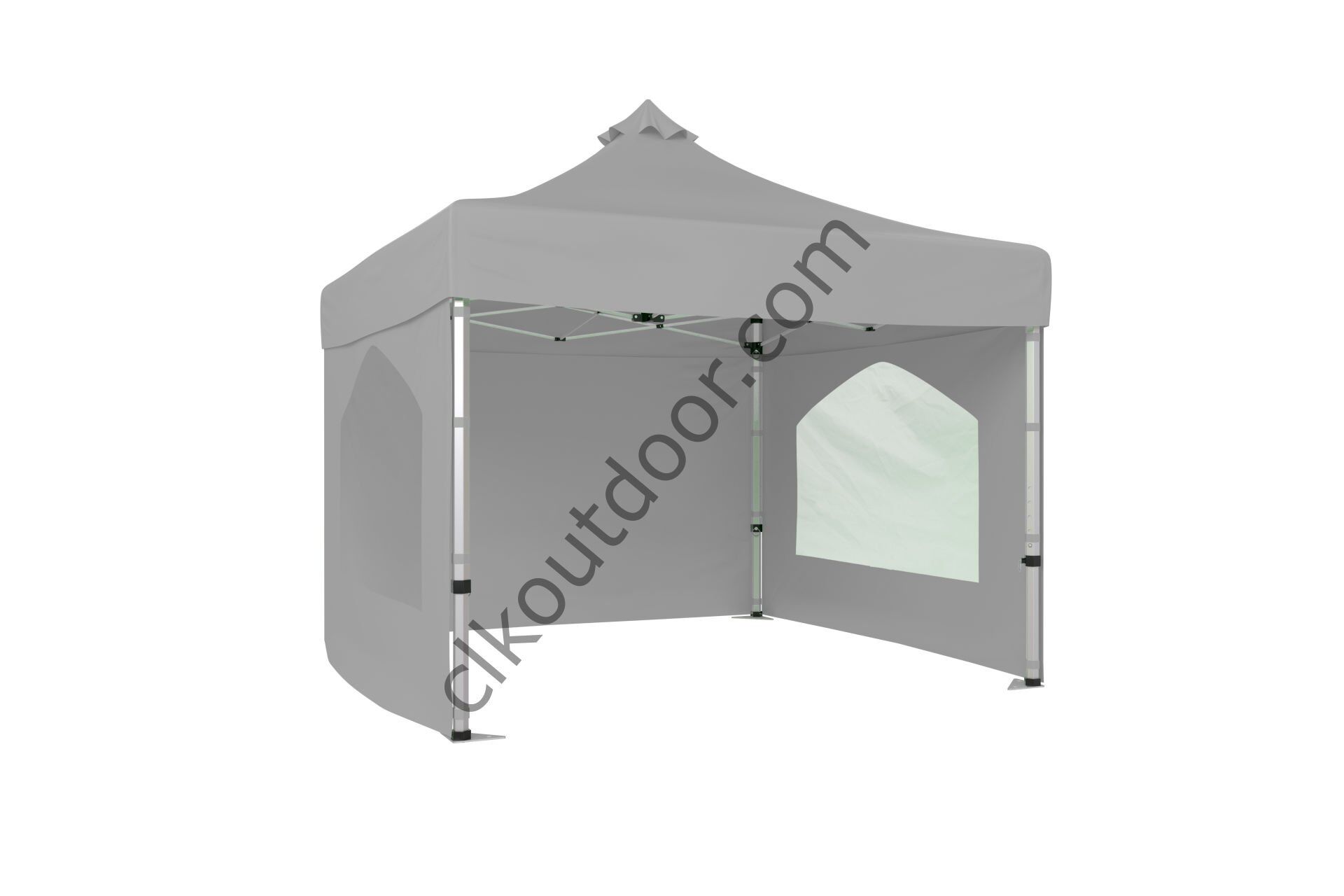CLK 3x3 Metre Kısa Bagaj Boy 115 cm Katlanabilir Gazebo Çadır 3 Yan Kapalı 2 Pencereli Açık Gri