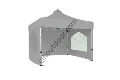CLK 3x3 Metre Kısa Bagaj Boy 115 cm Katlanabilir Gazebo Çadır 3 Yan Kapalı 2 Pencereli Açık Gri