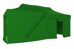 CLK 3x6 40 mm Katlanabilir Tente Gazebo Çadır Gazebo Çadır 3 Yan Kapalı 1 Kapılı Benetton Yeşil