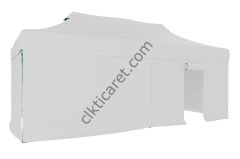 CLK 3x6 40 mm Katlanabilir Tente Gazebo Çadır Gazebo Çadır 3 Yan Kapalı 1 Kapılı Beyaz