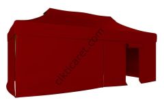 CLK 3x6 40 mm Katlanabilir Tente Gazebo Çadır Gazebo Çadır 3 Yan Kapalı 1 Kapılı Bordo