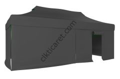 CLK 3x6 40 mm Katlanabilir Tente Gazebo Çadır Gazebo Çadır 3 Yan Kapalı 1 Kapılı Gri