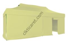 CLK 3x6 40 mm Katlanabilir Tente Gazebo Çadır Gazebo Çadır 3 Yan Kapalı 1 Kapılı Krem