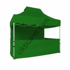 CLK 2x3 40mm Alüminyum Katlanabilir Tente Gazebo Çadır 3 Kenar Yarım 1 Tam Duvar Benetton Yeşil
