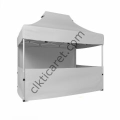 CLK 2x3 40mm Alüminyum Katlanabilir Tente Gazebo Çadır 3 Kenar Yarım 1 Tam Duvar Beyaz