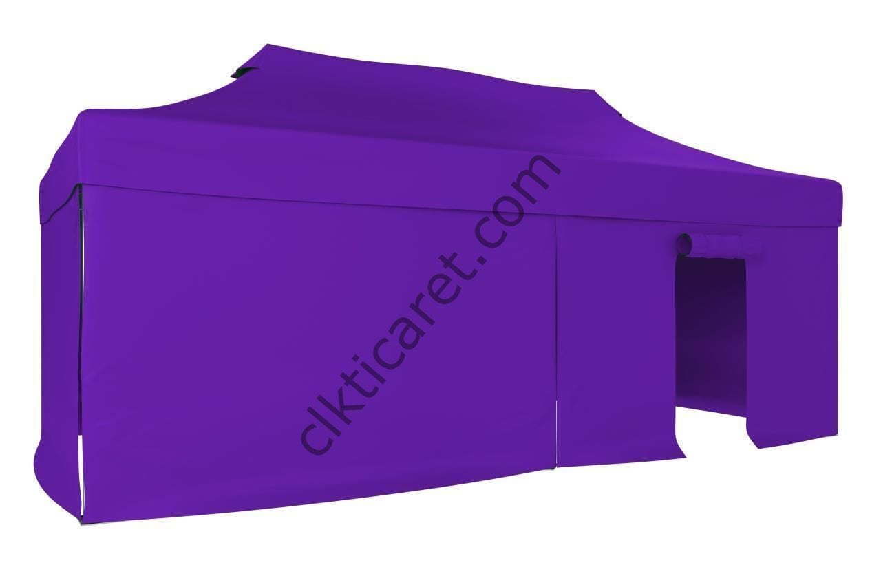 CLK 3x6 40 mm Katlanabilir Tente Gazebo Çadır Gazebo Çadır 3 Yan Kapalı 1 Kapılı Mor