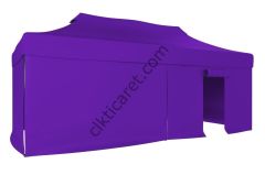 CLK 3x6 40 mm Katlanabilir Tente Gazebo Çadır Gazebo Çadır 3 Yan Kapalı 1 Kapılı Mor