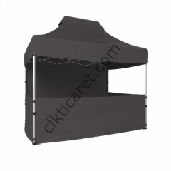 CLK 2x3 40mm Alüminyum Katlanabilir Tente Gazebo Çadır 3 Kenar Yarım 1 Tam Duvar Gri