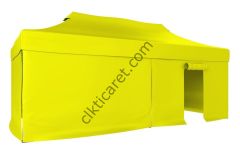 CLK 3x6 40 mm Katlanabilir Tente Gazebo Çadır Gazebo Çadır 3 Yan Kapalı 1 Kapılı Sarı