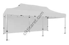 CLK 3x6 52mm Kalın Alüminyum Katlanabilir Portatif Tente Gazebo Çadır Arkası Kapalı Beyaz