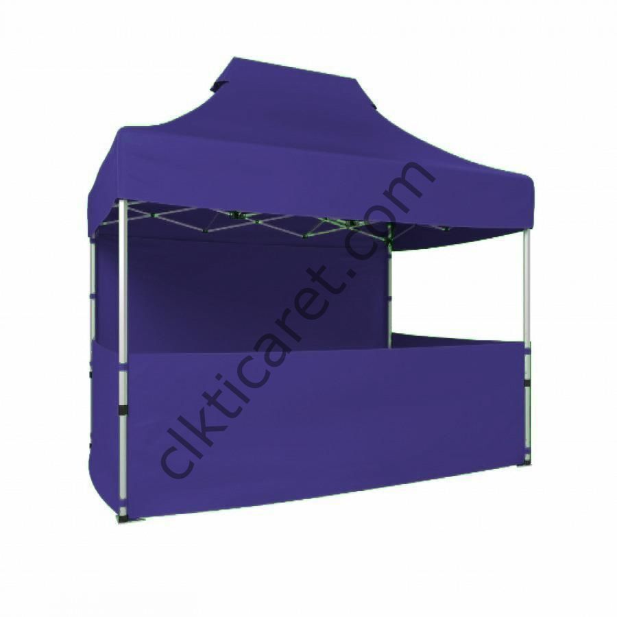 CLK 2x3 40mm Alüminyum Katlanabilir Tente Gazebo Çadır 3 Kenar Yarım 1 Tam Duvar Lacivert