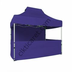 CLK 2x3 40mm Alüminyum Katlanabilir Tente Gazebo Çadır 3 Kenar Yarım 1 Tam Duvar Lacivert