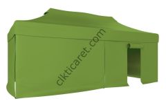 CLK 3x6 40 mm Katlanabilir Tente Gazebo Çadır Gazebo Çadır 3 Yan Kapalı 1 Kapılı Haki Askeri Yeşil