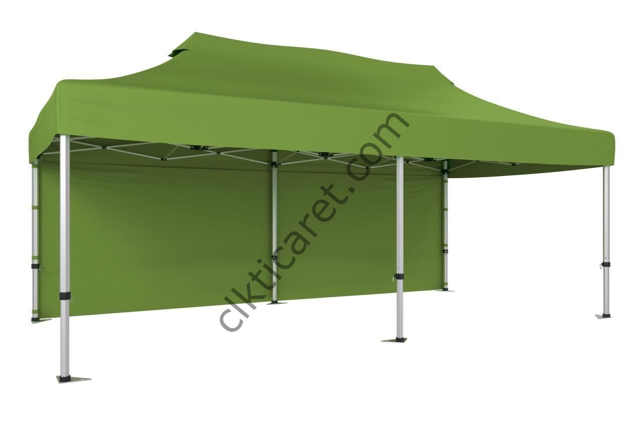 CLK 3x6 52mm Kalın Alüminyum Katlanabilir Portatif Tente Gazebo Çadır Arkası Kapalı Haki Askeri Yeşil