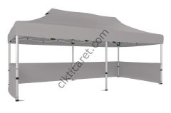 CLK 3x6 40 mm Katlanabilir Tente Gazebo Çadır Gazebo Çadır 3 Kenar Yarım Duvarlı Açık Gri