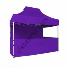 CLK 2x3 40mm Alüminyum Katlanabilir Tente Gazebo Çadır 3 Kenar Yarım 1 Tam Duvar Mor