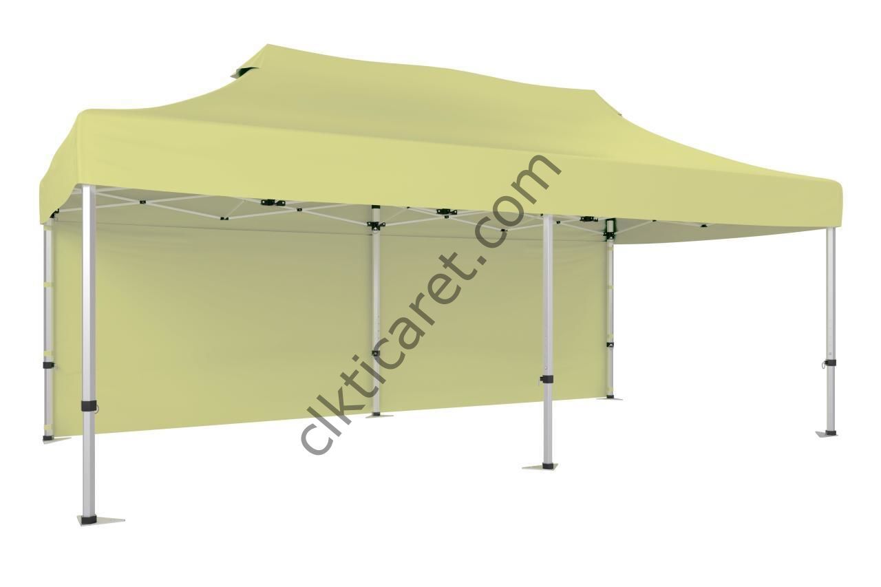 CLK 3x6 52mm Kalın Alüminyum Katlanabilir Portatif Tente Gazebo Çadır Arkası Kapalı Krem
