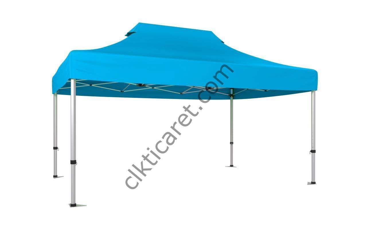 CLK 3x4,5 30 mm Katlanabilir Tente Gazebo Portatif Çadır Açık Mavi (Turkuaz)