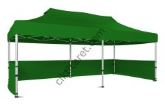 CLK 3x6 40 mm Katlanabilir Tente Gazebo Çadır Gazebo Çadır 3 Kenar Yarım Duvarlı Benetton Yeşil