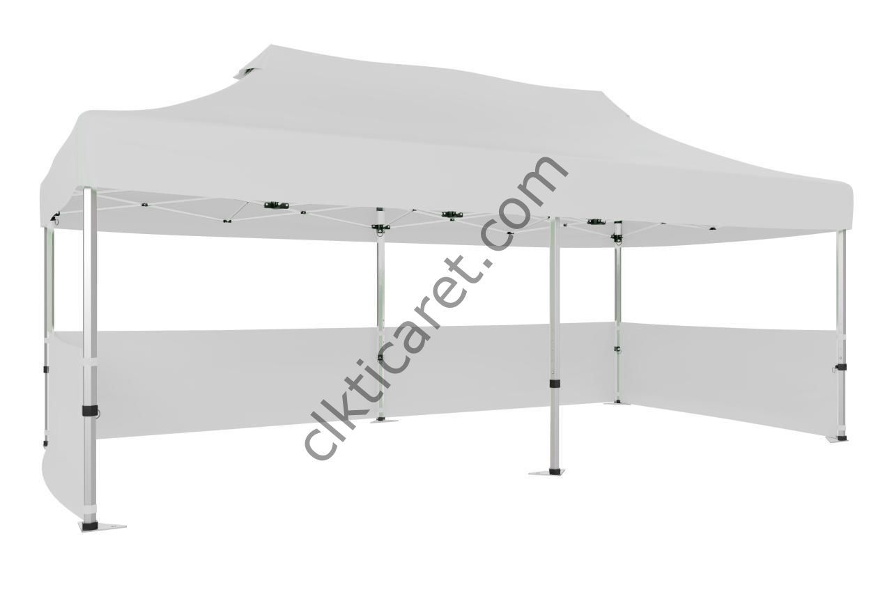 CLK 3x6 40 mm Katlanabilir Tente Gazebo Çadır Gazebo Çadır 3 Kenar Yarım Duvarlı Beyaz