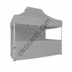 CLK 2x3 40mm Alüminyum Katlanabilir Tente Gazebo Çadır 3 Kenar Yarım 1 Tam Duvar Açık Gri
