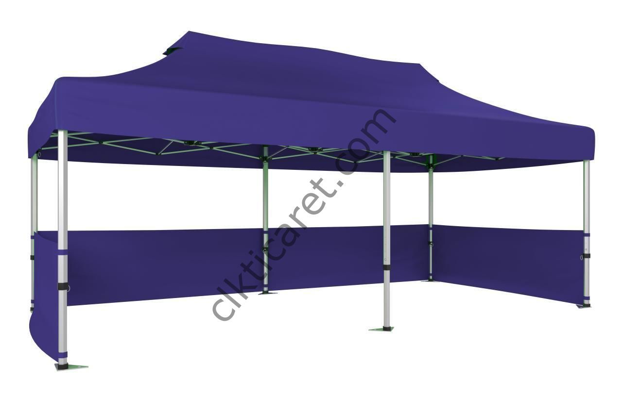 CLK 3x6 40 mm Katlanabilir Tente Gazebo Çadır Gazebo Çadır 3 Kenar Yarım Duvarlı Lacivert