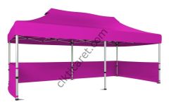 CLK 3x6 40 mm Katlanabilir Tente Gazebo Çadır Gazebo Çadır 3 Kenar Yarım Duvarlı Pembe