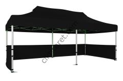 CLK 3x6 40 mm Katlanabilir Tente Gazebo Çadır Gazebo Çadır 3 Kenar Yarım Duvarlı Siyah