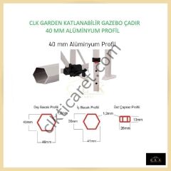 CLK 3x4,5 40mm Alüminyum Katlanabilir Tente Gazebo Çadır 4 Kenar Kapalı 1 Kenar Kapılı Lacivert
