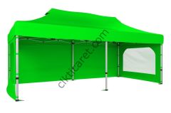 CLK 3x6 40 mm Katlanabilir Tente Gazebo Çadır Gazebo Çadır 3 Yan Duvarlı 2 Pencereli Açık Yeşil