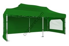 CLK 3x6 40 mm Katlanabilir Tente Gazebo Çadır Gazebo Çadır 3 Yan Duvarlı 2 Pencereli Benetton Yeşil