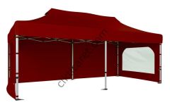 CLK 3x6 40 mm Katlanabilir Tente Gazebo Çadır Gazebo Çadır 3 Yan Duvarlı 2 Pencereli Bordo
