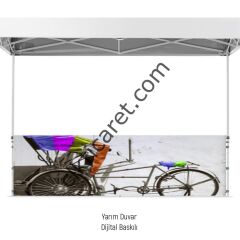 CLK Dijital Baskılı Gazebo Yarım Perde Logo Baskılı Stand Çadır Perdesi Tente