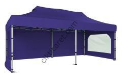 CLK 3x6 40 mm Katlanabilir Tente Gazebo Çadır Gazebo Çadır 3 Yan Duvarlı 2 Pencereli Lacivert