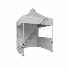 CLK 2x2 Katlanabilir Tente Gazebo Portatif Çadır 1 Tam Duvar 2 Yarım Duvar Açık Gri