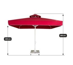 CLK 3,5x3,5 Metre Saçaklı LUX Model Krank Sistem Teleskopik Şemsiye Q90 Profil Siyah - Metal Hareketli Ayak 4 Mermerli (80x80cm 160 kg)