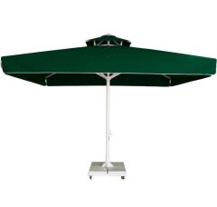 CLK 3,5x3,5 Metre Saçaklı LUX Model Krank Sistem Teleskopik Şemsiye Q90 Profil Siyah - Metal Hareketli Ayak 4 Mermerli (80x80cm 160 kg)