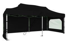 CLK 3x6 40 mm Katlanabilir Tente Gazebo Çadır Gazebo Çadır 3 Yan Duvarlı 2 Pencereli Siyah