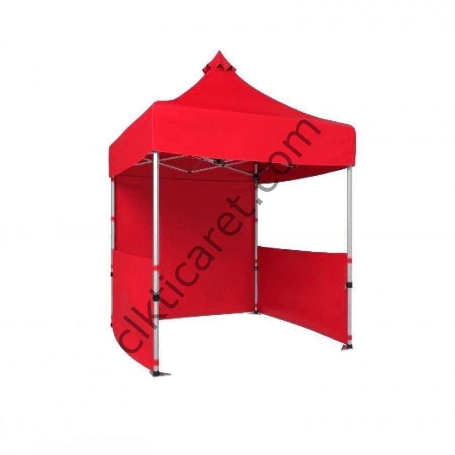 CLK 2x2 Katlanabilir Tente Gazebo Portatif Çadır 1 Tam Duvar 2 Yarım Duvar Kırmızı