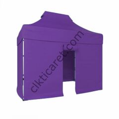 CLK 2x3 40mm Alüminyum Katlanabilir Tente Gazebo Çadır 4 Kenar Kapalı 1 Kenar Kapı Mor