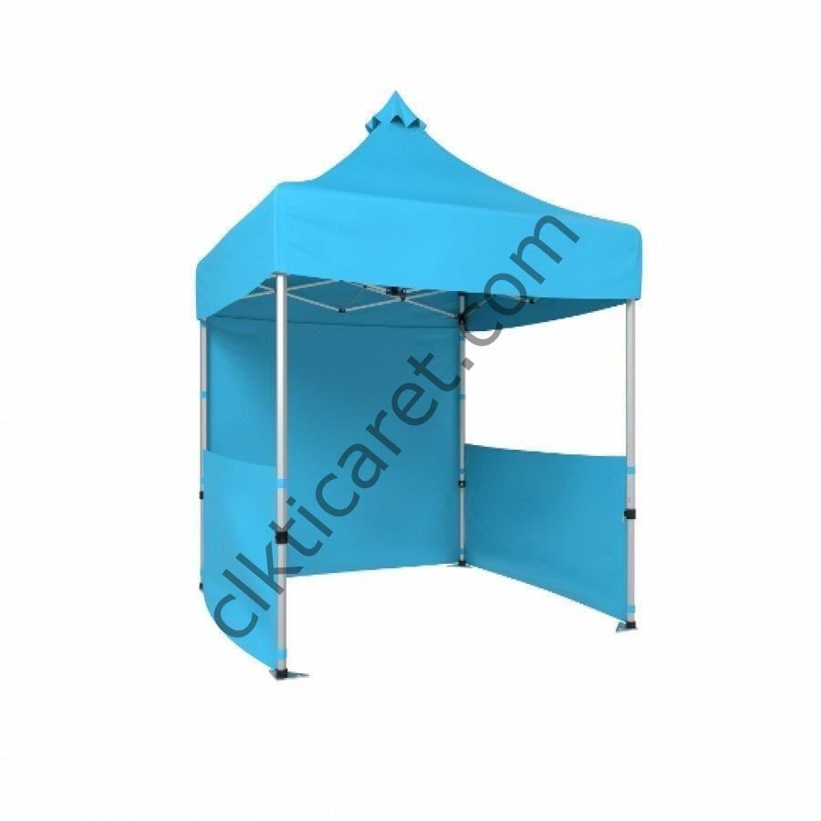CLK 2x2 Katlanabilir Tente Gazebo Portatif Çadır 1 Tam Duvar 2 Yarım Duvar Açık Mavi (Turkuaz)