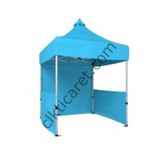 CLK 2x2 Katlanabilir Tente Gazebo Portatif Çadır 1 Tam Duvar 2 Yarım Duvar Açık Mavi (Turkuaz)